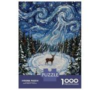 Puzzles De 1000 Pièces pour Adultes Winter Deer in Starry Night Painting Puzzles pour Adolescents Activités Familiales Défi Éducatif Jeu Stimulant Et Divertissement en Famille 70x50cm/1000pcs