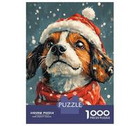 Puzzles De 1000 Pièces pour Adultes Winter Dog on Christmas Puzzle Jeux De Famille Difficile Difficile Cadeaux Uniques pour Anniversaire Et Noël 70x50cm/1000pcs