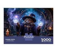 Puzzles De 1000 Pièces pour Adultes Wizard Cat Casting Magic Puzzles pour Adultes, Jeu Familial, Cadeaux pour Femmes, Cadeaux Uniques pour Anniversaire Et Noël 38x26cm/1000pcs