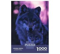 Puzzles De 1000 Pièces pour Adultes Wolf and Pup Portrait Puzzle pour Adultes Jeux Amusants Loisirs À La Maison Cadeaux Uniques pour Anniversaire Et Noël 38x26cm/1000pcs