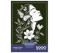Puzzles De 1000 Pièces Pour Adultes Woman with Flowers And Butterfly Puzzle Pour Adolescents Course De Vitesse Manuelle Entraînez Votre Cerveau Et Vos Mains, Des Jouets Addictifs Pour Cultiver La Pati