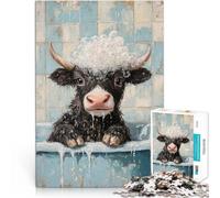Puzzles de 1000 pièces pour Adultes Yak dans Un Bain Compétition de Vitesse Manuelle Décoration d'intérieur et Cadeaux Uniques 52x38cm