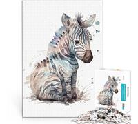 Puzzles de 1000 pièces pour Adultes Zèbre en Style Aquarelle Compétition de Vitesse Manuelle Cadeau Amusant 38x26cm