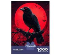 Puzzles De 1000 Pièces Raven and Blood Moon Puzzle Adulte Jeu Manuel Défi Difficile Interaction Parent-Enfant 52x38cm/1000pcs