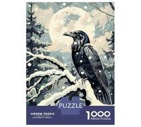 Puzzles De 1000 Pièces - Raven and The Winter Moon Puzzle Casse-tête, Jeu De Réflexion, Décoration Murale, Idéal comme Cadeau pour Toute La Famille 52x38cm/1000pcs