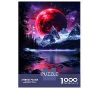 Puzzles De 1000 Pièces Red Moon Over Mountains Puzzle Adulte Jeu Manuel Défi Difficile Interaction Parent-Enfant 70x50cm/1000pcs