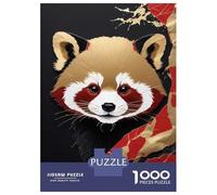Puzzles De 1000 Pièces Red Panda Portrait with Gold Accents Puzzles pour Adolescents - Anti-Stress - Entraînez Votre Cerveau Et Votre Dextérité - Jouets Éducatifs 52x38cm/1000pcs