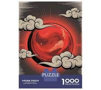 Puzzles De 1000 Pièces - Red Sun with Clouds and Rays Puzzle Casse-tête, Jeu De Réflexion, Décoration Murale, Idéal comme Cadeau pour Toute La Famille 38x26cm/1000pcs