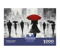 Puzzles De 1000 Pièces Red Umbrella Painting Puzzles pour Adultes - Jeu De Réflexion - Améliore La Mémoire - Cadeaux Uniques pour Un Anniversaire Ou Noël 38x26cm/1000pcs