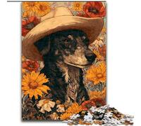 Puzzles de 1000 pièces représentant des Chiens Cow-Girls dans des Fleurs Sauvages,Cadeaux pour Adultes,défi d'intelligence cérébrale,Jouets addictifs,Cadeaux d'anniversaire pour Les 14 Ans et Plus