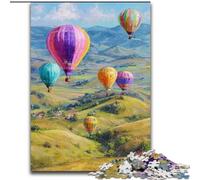 Puzzles de 1000 pièces représentant des montgolfières,Peinture à l'huile,pour Adultes,Jeux éducatifs,Jouets à Faire soi-même,avec Affiche et fiche de Questions Assorties,pour Les 14 Ans et Plus