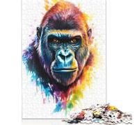 Puzzles de 1000 pièces représentant des Portraits de gorilles colorés pour Adultes et Puzzles en Bois. Jeu éducatif Familial. 1000 pièces (75 x 50 cm).