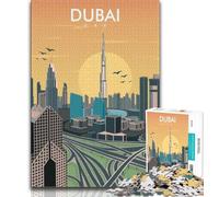 Puzzles de 1000 pièces représentant l'horizon de Dubaï pour Adultes et Adolescents Stimulez Votre Cerveau grâce à des Jouets addictifs pour cultiver la Patience Excellent Cadeau : 38x26cm