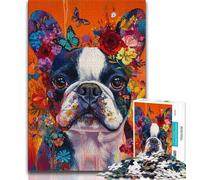 Puzzles de 1000 pièces représentant Un Bouledogue français et des Graffitis,idéals pour Les Adultes,idéal pour Les Vacances à la Maison ou pour Tuer Le Temps Chaque pièce est Unique - Jeu Amusant