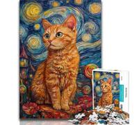 Puzzles de 1000 pièces représentant Un Chat du Ciel Nocturne pour Adultes et Adolescents Stimulez Votre Cerveau grâce à des Jouets addictifs pour cultiver la Patience et l'interaction