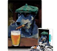 Puzzles de 1000 pièces représentant Un Chien Blue Heeler fumant, pour Adultes et Adolescents Aidez Le Cerveau à exercer des Jouets addictifs pour cultiver la Patience Une œuvre d'art 38x26cm