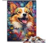 Puzzles de 1000 pièces représentant Un Chien Corgi coloré pour Adolescents, Jeux éducatifs, décoration d'intérieur, idéal pour la décoration de Bureau (26x38cm)