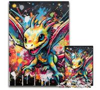 Puzzles de 1000 pièces représentant Un Dragon Volant et des Graffitis pour Adultes, Parfaits pour Les réunions de Famille, Les Anniversaires et Les Vacances 26x38cm / 10,23x14,96 Pouces.