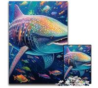 Puzzles de 1000 pièces représentant Un Requin-Baleine coloré pour Adultes. Puzzles impossibles pour Adultes. Casse-tête à Faire soi-même,Jeu Familial idéal ou Cadeau décoratif. 26x38cm.