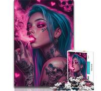 Puzzles de 1000 pièces représentant Une Belle Fille tatouée, idéal pour Les Adultes, Jeu Stimulant et décoration Murale en Famille, Cadeaux Uniques pour Anniversaire et Noël, 50x75cm