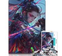 Puzzles de 1000 pièces représentant Une guerrière Ninja Japonaise pour Adolescentes, Anti-Stress, Difficile à réaliser, idéal pour la décoration de Bureau (38x26cm)