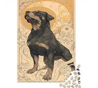 Puzzles De 1000 Pièces Rottweiler Art Print Puzzles pour Adolescents - Anti-Stress - Entraînez Votre Cerveau Et Votre Dextérité - Jouets Éducatifs 52x38cm/1000pcs