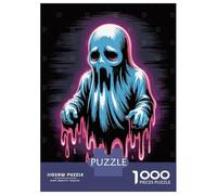 Puzzles De 1000 Pièces - Sad Blue Ghost with Pink Drips Puzzle Casse-tête, Jeu De Réflexion, Décoration Murale, Idéal comme Cadeau pour Toute La Famille 70x50cm/1000pcs