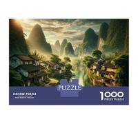 Puzzles De 1000 Pièces Scenic Chinese Village with Bamboo Houses Puzzle Adulte Jeu Manuel Défi Difficile Interaction Parent-Enfant 38x26cm/1000pcs