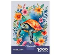 Puzzles De 1000 Pièces Sea Turtle Watercolor Puzzles pour Adolescents Améliorent La Mémoire Difficiles Et Stimulants Casse-tête Jeux De Société en Famille 70x50cm/1000pcs