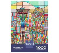 Puzzles De 1000 Pièces - Seattle Space Needle Mosaic Puzzle Casse-tête, Jeu De Réflexion, Décoration Murale, Idéal comme Cadeau pour Toute La Famille 38x26cm/1000pcs