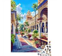 Puzzles De 1000 Pièces - Seville's Royal Alcazar Palace Courtyard Puzzle Casse-tête, Jeu De Réflexion, Décoration Murale, Idéal comme Cadeau pour Toute La Famille 70x50cm/1000pcs