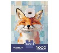 Puzzles De 1000 Pièces Smiling Fox with Toilet Paper Roll Puzzles pour Adultes - Jeu De Réflexion - Améliore La Mémoire - Cadeaux Uniques pour Un Anniversaire Ou Noël 70x50cm/1000pcs