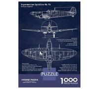 Puzzles De 1000 Pièces Spitfire Blueprint Art Puzzle pour Adolescents Découpe De Précision Activités Amusantes À La Maison Jeu Stimulant Et Jeux en Famille 70x50cm/1000pcs