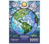 Puzzles De 1000 Pièces Stained Glass Earth and Sun Puzzles pour Adolescents : Amusants Et Humoristiques, Chaque Pièce Est Unique - Jouets Éducatifs 70x50cm/1000pcs