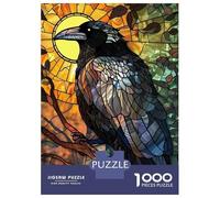 Puzzles De 1000 Pièces Stained Glass Raven and Sun Puzzles pour Adolescents Améliorent La Mémoire Difficiles Et Stimulants Casse-tête Jeux De Société en Famille 70x50cm/1000pcs