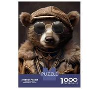 Puzzles De 1000 Pièces Stylish Bear with Gold Chains Puzzle Adulte Jeu Manuel Défi Difficile Interaction Parent-Enfant 70x50cm/1000pcs