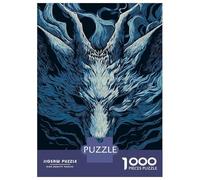 Puzzles De 1000 Pièces - Stylized Blue Wolf Head Illustration Puzzle Casse-tête, Jeu De Réflexion, Décoration Murale, Idéal comme Cadeau pour Toute La Famille 38x26cm/1000pcs