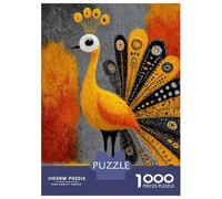 Puzzles De 1000 Pièces Stylized Peacock Illustration with Abstract Background Puzzles pour Adolescents - Anti-Stress - Entraînez Votre Cerveau Et Votre Dextérité - Jouets Éducatifs 38x26cm/1000pcs