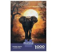 Puzzles De 1000 Pièces Sunrise Elephant Majesty Puzzles pour Adolescents Améliorent La Mémoire Difficiles Et Stimulants Casse-tête Jeux De Société en Famille 38x26cm/1000pcs