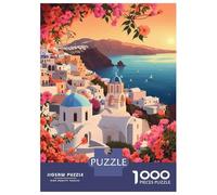Puzzles De 1000 Pièces Sunset in Santorini Puzzle Adulte, Jouet, Décoration Murale, Une Œuvre d'art, Cadeaux Uniques pour Anniversaire Et Noël 70x50cm/1000pcs
