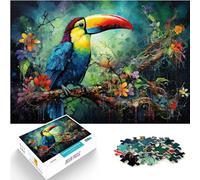 Puzzles de 1000 pièces，Toucan Fleuri，Puzzle en Bois pour Adultes et Enfants，Jeux de Puzzles Amusants，Taille ：50x75 cm