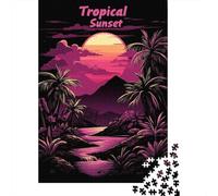 Puzzles De 1000 Pièces Tropical Sunset Poster-1 Puzzles pour Adultes - Jeu Familial Amusant, Difficile Et Stimulant - Jeu Éducatif Familial 52x38cm/1000pcs