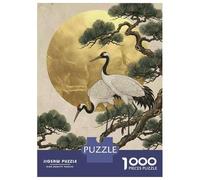 Puzzles De 1000 Pièces Two Cranes on A Pine Branch with Golden Sun Puzzles pour Adolescents - Anti-Stress - Entraînez Votre Cerveau Et Votre Dextérité - Jouets Éducatifs 52x38cm/1000pcs