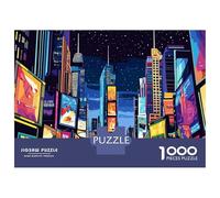 Puzzles De 1000 Pièces Vibrant Cityscape at Night Puzzles pour Adultes - Jeu De Réflexion - Améliore La Mémoire - Cadeaux Uniques pour Un Anniversaire Ou Noël 52x38cm/1000pcs