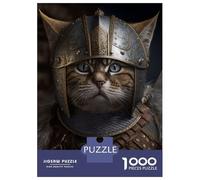 Puzzles De 1000 Pièces Viking Cat Portrait Puzzles pour Adultes - Jeu De Réflexion - Améliore La Mémoire - Cadeaux Uniques pour Un Anniversaire Ou Noël 70x50cm/1000pcs