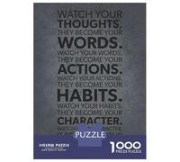 Puzzles De 1000 Pièces Watch Your Thoughts Words Puzzle Anti-Stress, Décoration Murale, Cadeaux Uniques pour Anniversaire Et Noël 52x38cm/1000pcs