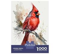 Puzzles De 1000 Pièces - Watercolor Cardinal Bird Puzzle Casse-tête, Jeu De Réflexion, Décoration Murale, Idéal comme Cadeau pour Toute La Famille 70x50cm/1000pcs