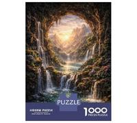 Puzzles De 1000 Pièces Waterfall Cave Landscape Puzzles pour Adultes - Course De Vitesse - Stimule Le Cerveau - Jeu Au Design Élégant 38x26cm/1000pcs