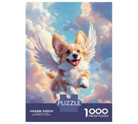 Puzzles De 1000 Pièces Welsh Corgi with Angel Wings A Heartfelt Memorial Print Puzzle Adulte Jeu Manuel Une Œuvre d'art Cadeaux Uniques pour Anniversaire Et Noël 52x38cm/1000pcs
