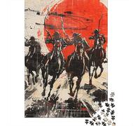 Puzzles De 1000 Pièces Western Horsemen Art Print Puzzles pour Adolescents - Anti-Stress - Entraînez Votre Cerveau Et Votre Dextérité - Jouets Éducatifs 38x26cm/1000pcs